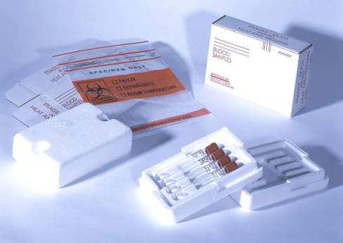 A box of insulin syringes and needles.